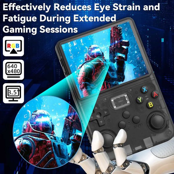 Portable Game Players R36S Retro Handheld Video Game Console 1500+ Games 3.5 Inch I Screen 64GB Linux System Portable Pocket Handheld Game C