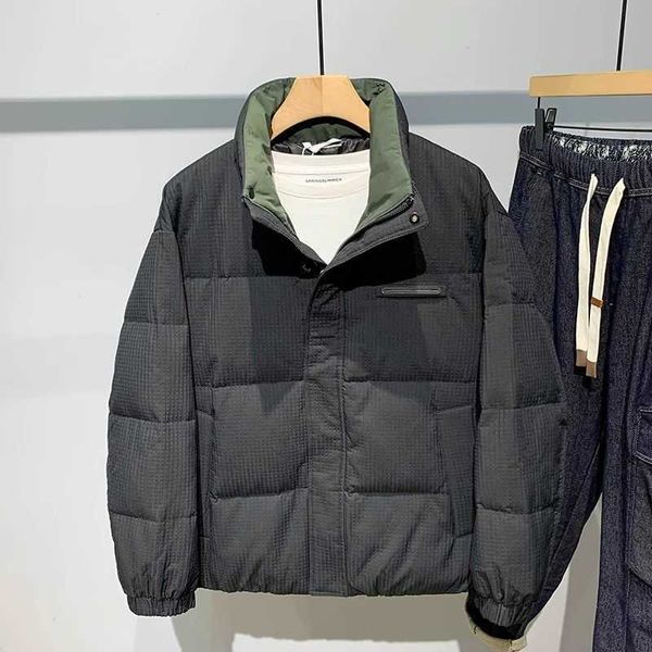 Mens stand up collar bread jacket down jacket mens 24 winter new item youth thick warm white duck down jacket