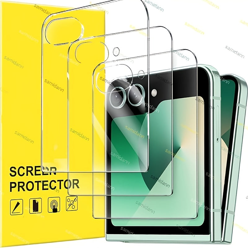 TEMU 3pcs Tempered Glass Screen Protector For Galaxy Z Flip 7-6, Z Flip 5 - 9h Hardness, Hd Clarity, Anti-scratch, Anti-blue Light, Anti-fingerprint