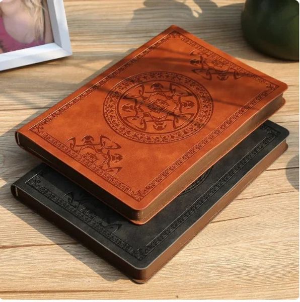 Retro creative diary portable A6 leather notebook with your own bookmarks office student supplies 240808
