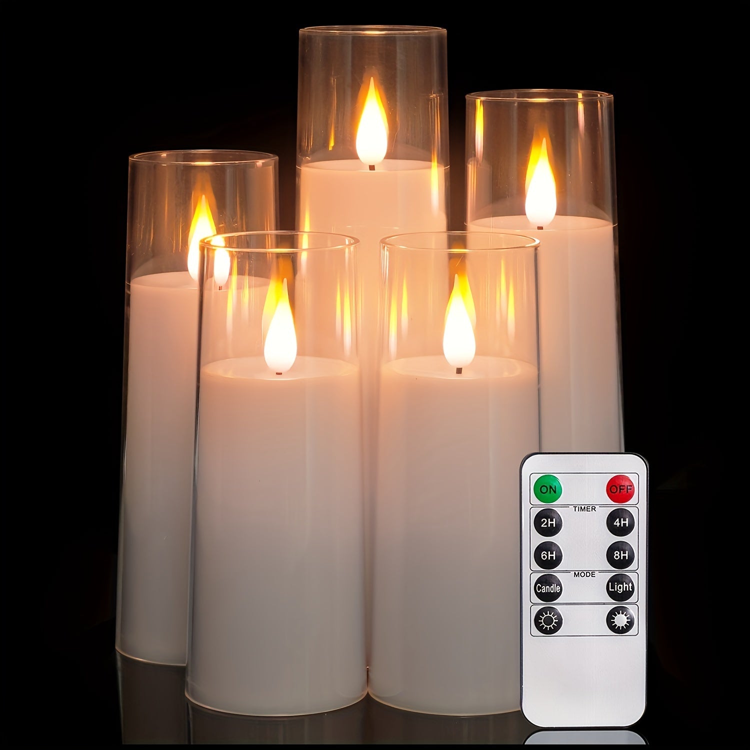 TEMU 2d Flat, 5pcs Flameless Candles, Battery Operated Candles, Flickering Led Pillar Candles With Remote Control And Timer, Table Centerpieces,