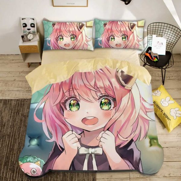 High Quality Cute Spy x family Anya Duvet CoverAnime Spy Family Bedding SetBoys Girls Single Twin Queen Size Quilt Cover T250118
