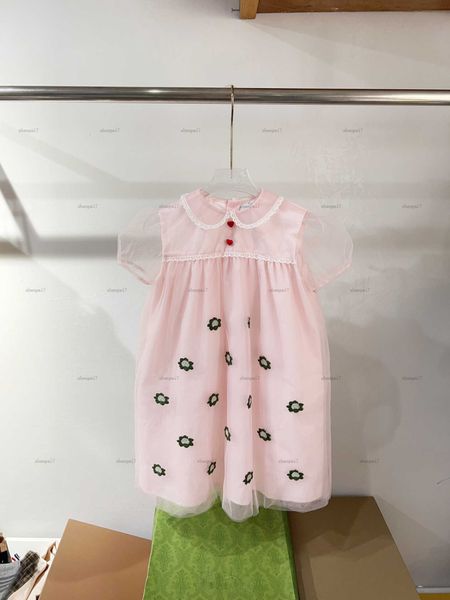 Top girls dress summer See through lace design dresses kids designer clothes lapel Dress High quality Various styles Girls skirts