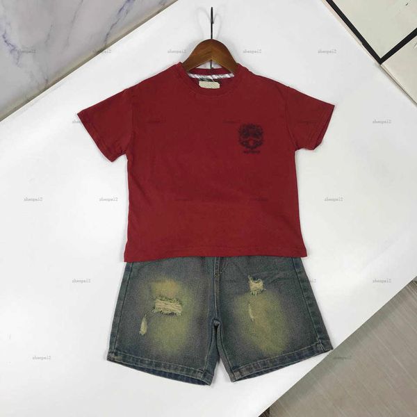 Luxury baby tracksuits summer suit kids designer clothes Size 90-150 CM Front and rear logo printing boys T-shirts and denim shorts