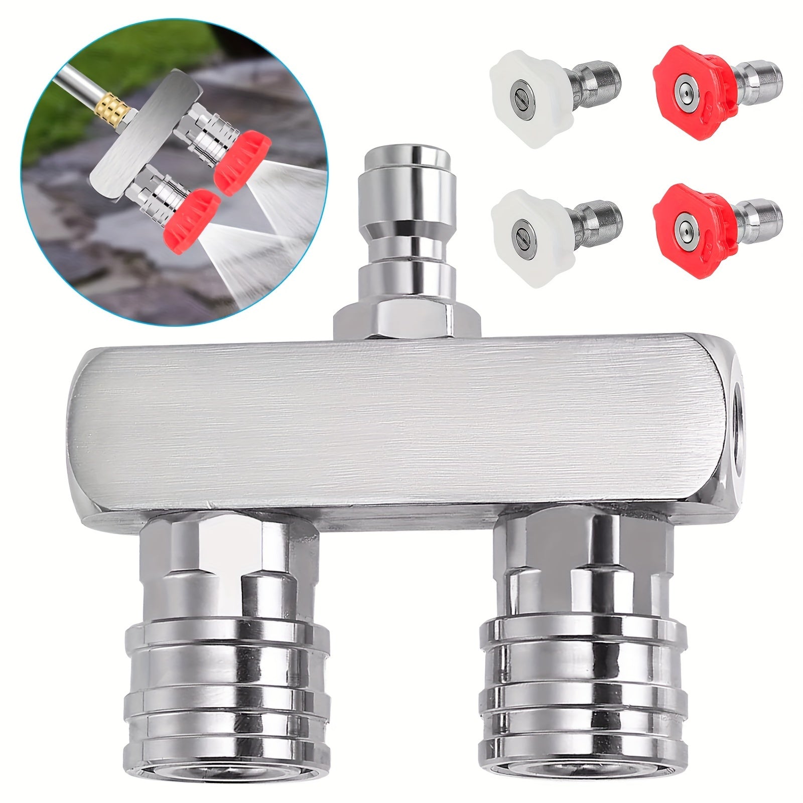 TEMU 2-in-1 High Pressure Washer Nozzles, Dual Pressure Washing Nozzles With 4pcs Flush Nozzles, 1-4 Inch Quick Connect, 5000 Psi