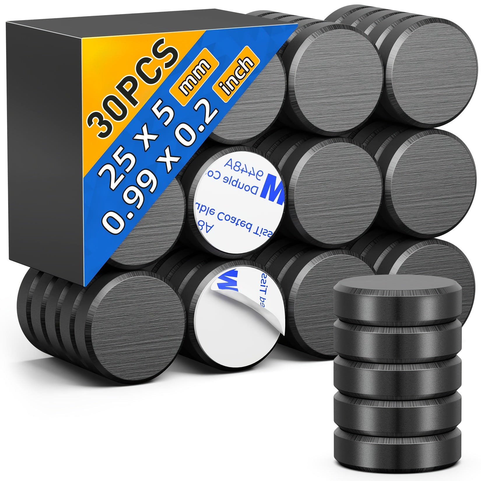 TEMU 30pcs Fridge Magnets With Adhesive Backing, Ceramic Magnets Small Round Circle Magnets For Refrigerator, Black Fridge Magnets For Kitchen