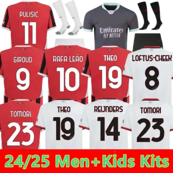 24 25 Maglia MilAn GIROUD RAFA LEAO PULISIC 4th 2024 2025 Soccer Jersey Kid Kit Home Away 3Rd Football Shirts Calcio AC Maillot TOMORI THEO