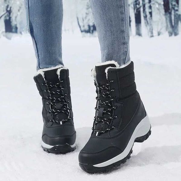 Boots Snow Boots Women Platform Boots Non-slip Women Winter Shoes Fur Warm Ankle Boots for Women Wedges Waterproof Thigh High Boots z241108