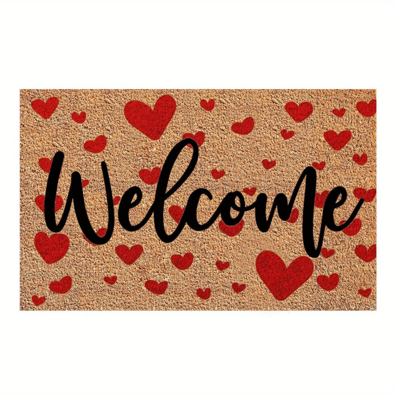 TEMU Valentine's Day Welcome Front Door Mat, Printed With Welcome And Valentine's Day Love, Is Suitable For Of Non-slip Floor Mats, But As A