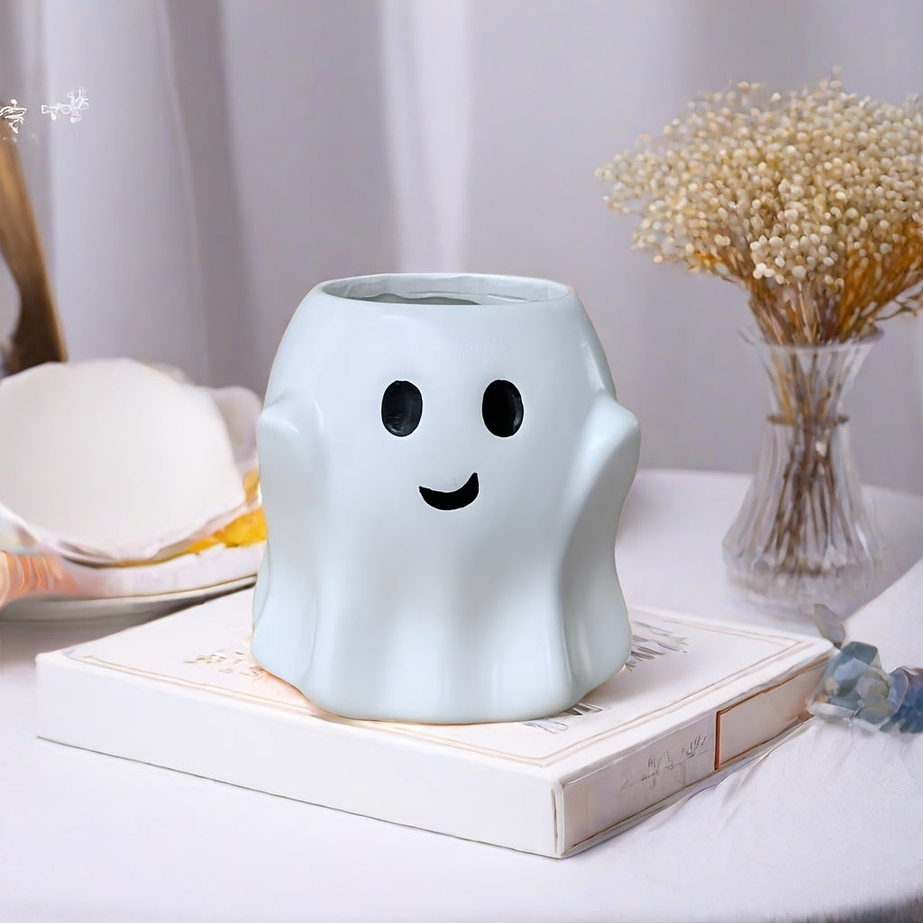 TEMU -shaped Resin Flower Pot With - Lightweight Durable Indoor-outdoor Planter, Spooky Cute Irregular Shape Miniature Garden Decor For Halloween &