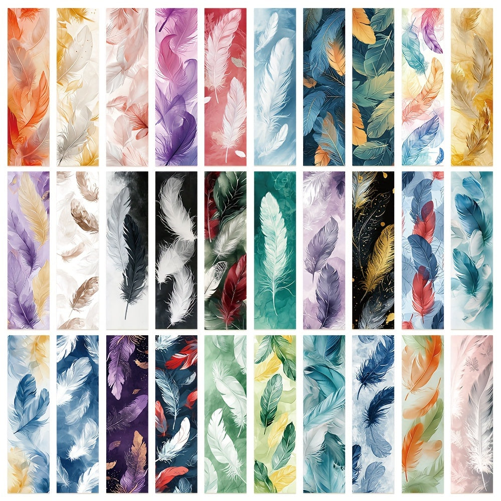 TEMU 30pcs Exquisite Gradient Feather Creative Bookmark Handmade Diy Gift Card Decoration Notebook