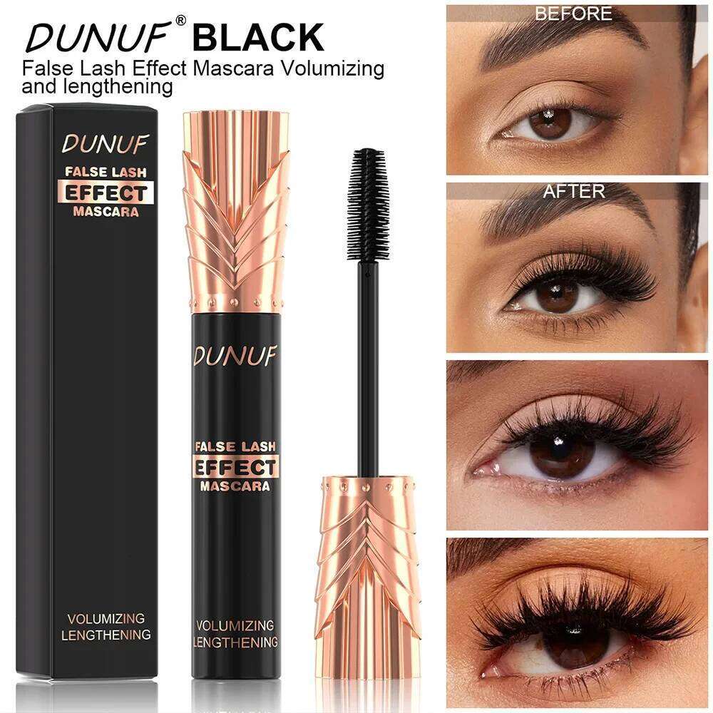 DUNUF 24H Waterproof Mascara Black Silk Fiber Lengthening Eyelash Extension Effect For Voluminous Female Makeup X250722