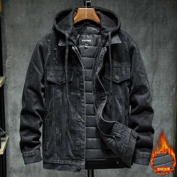 Men&#039;s Jackets 2023 Men Black-blue Winter Jean Jackets Outerwear Warm Denim Coats New Liner Thicker Winter Wool Large Size m-4xlL231122