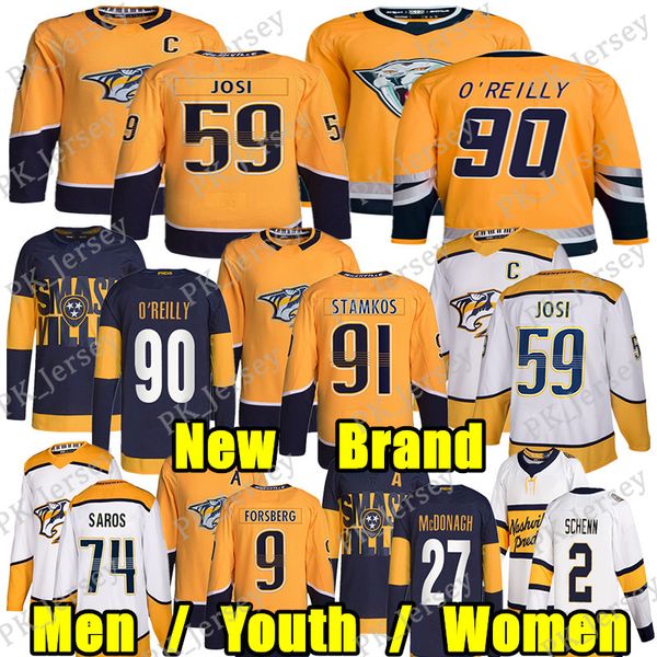 #91 Steven Stamkos New Brand hockey jersey #59 Roman Josi Ryan O&#039;Reilly Filip Forsberg Juuse Saros Colton Sissons Skjei Luke Schenn Jon