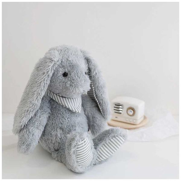 Plush Dolls 37CM Fluffy Bunny Plush Toys Dolls Long Ear Grey Rabbit Soft Stuffed Animal Kids Children Birthday Christmas GiftsY241216MS2U
