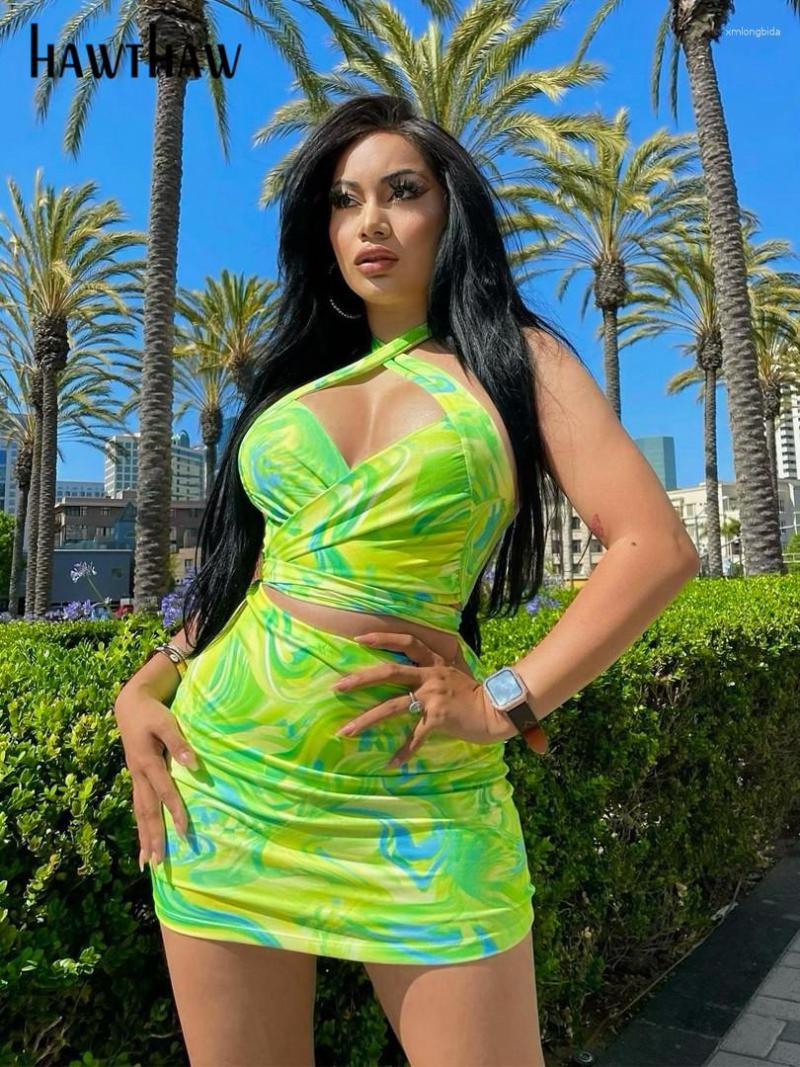 Work Dresses Women Printed Tank Tops Mini Skirts Party Club Beach Vacation Two Piece Sets 2023 Summer Wholesale Items For Business