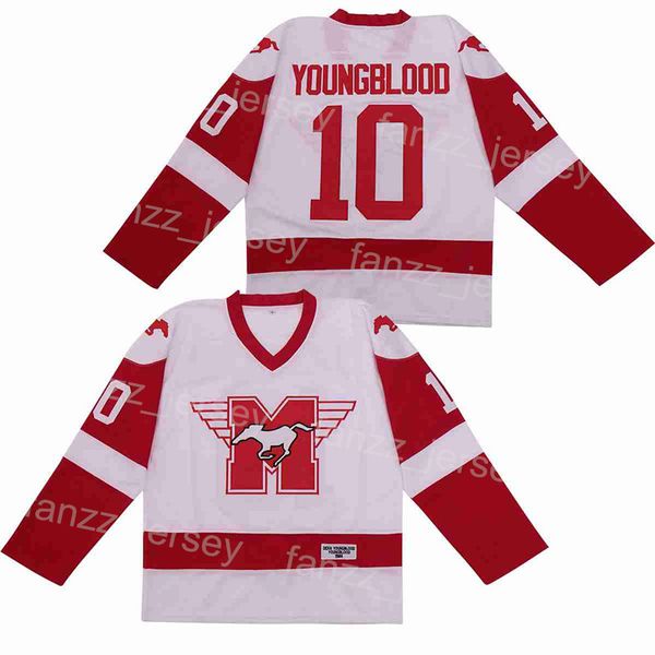 Movie Hamilton Mustangs Hockey 10 Dean Youngblood Jersey 1986 Retro College Men Embroidery And Sewing Breathable Team White Pullover Univers