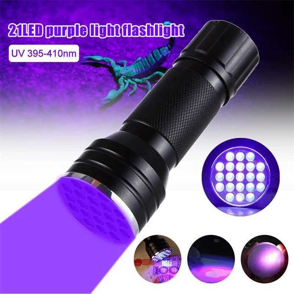 21LED UV Flashlight Glue Curing Flashlamp Ultraviolet Ink Dryer Money Fluorescer Detector UV Oil Curing Purple Light Torch Y240913