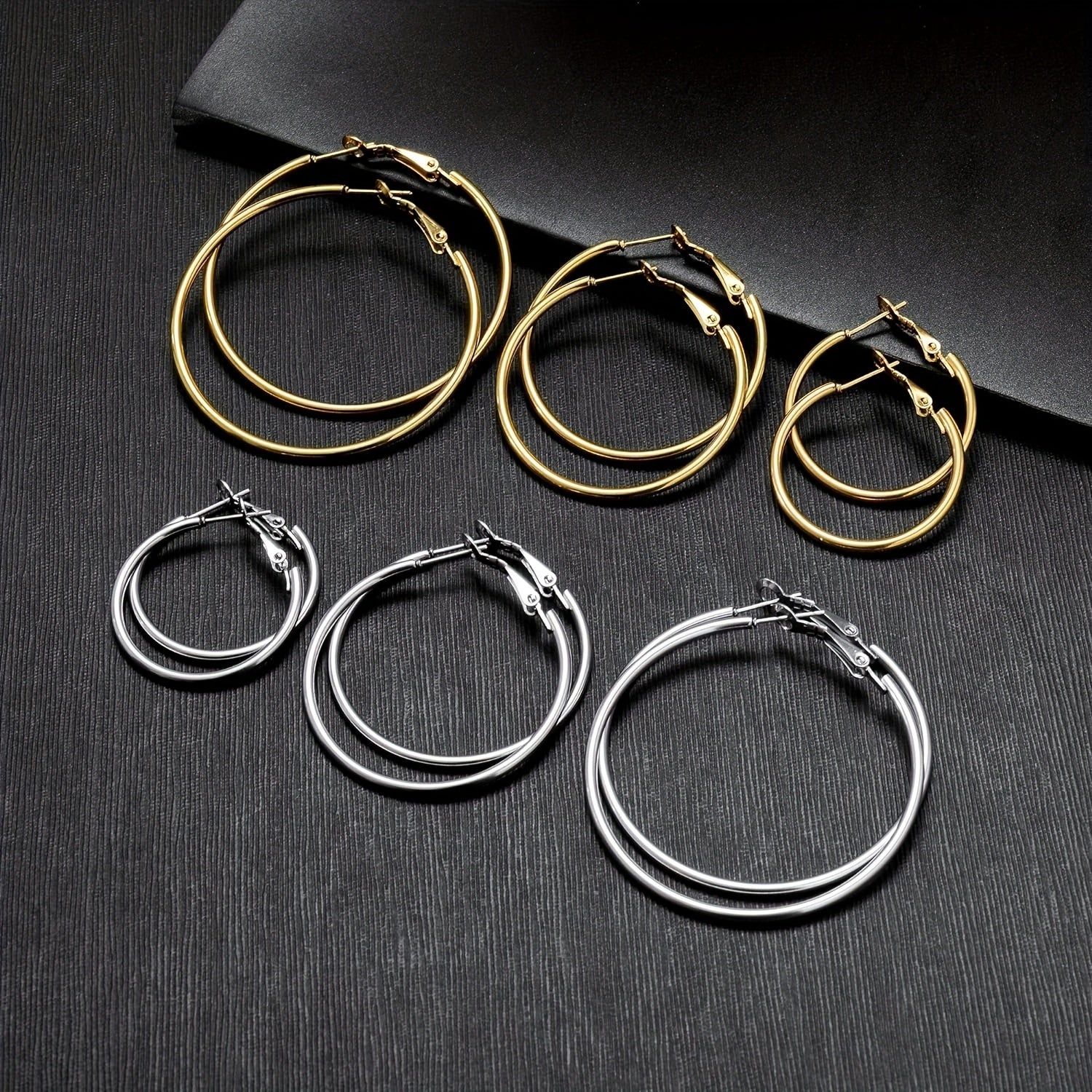 TEMU 6 Pairs Hoop Earrings For Women Girls, Hypoallergenic Hoops Women's Earrings Loop Earrings Set, 18k Gold Plated Plated