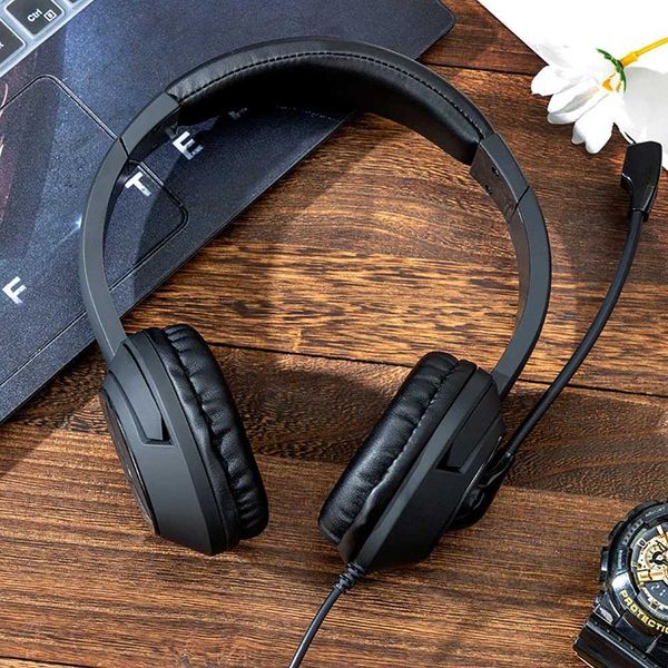 Headset Wired USB Call Center Headphones with Microphone Noise Cancelling Over Gaming Over-Ear s for Computer PC Laptop Z241019