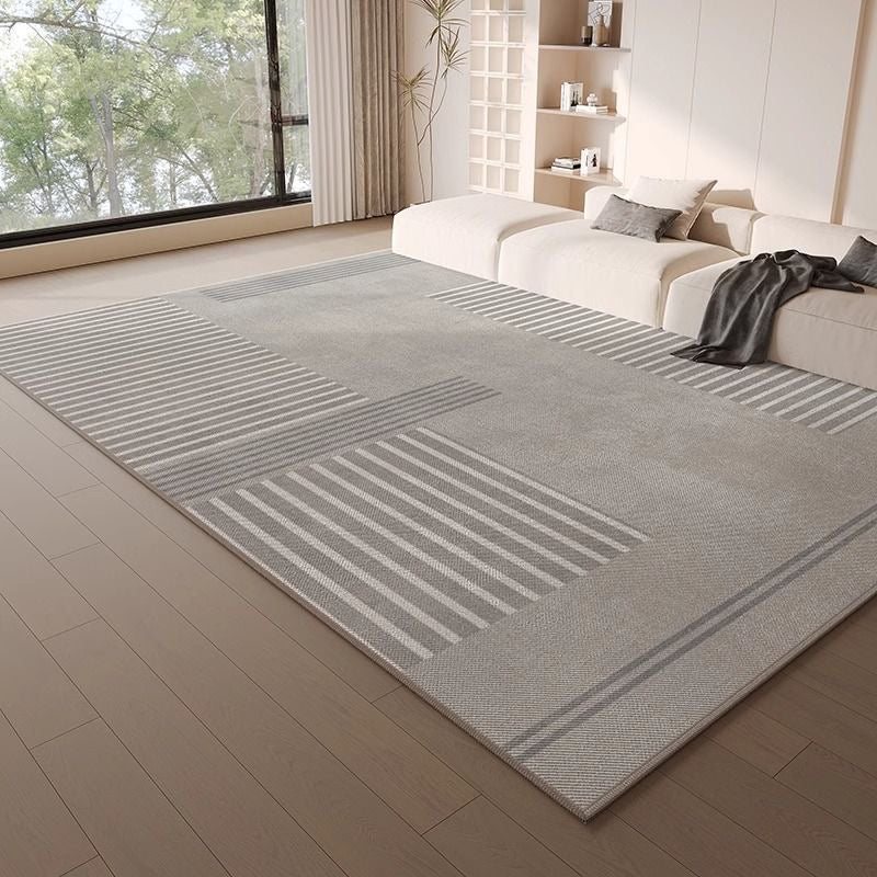 4648-54.87-GZX-Minimalist Solid Color Carpet Living Room Sofa Large Area Decorative Rug Bedroom Lines Polyester Thickened Furry Home Floor Mats