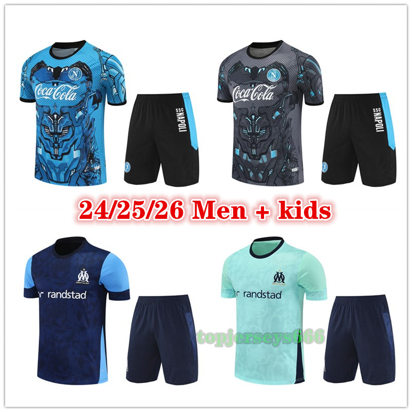 2025 2026 om Napoli football tracksuit soccer jerseys training shirt shorts Men and kids 24 25 26 shirts jersey kit Maillot de Foot maglia da calcio