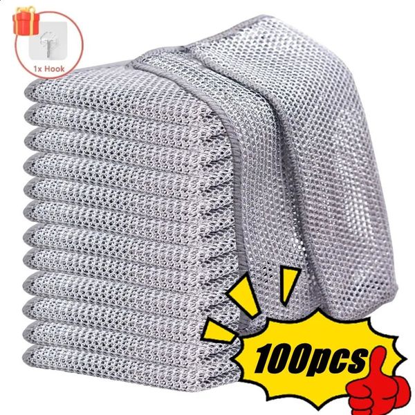 1001 piece of magic cleaning cloth thickened doublesided metal wire kitchen utensil pot dishwasher towel tool 240824
