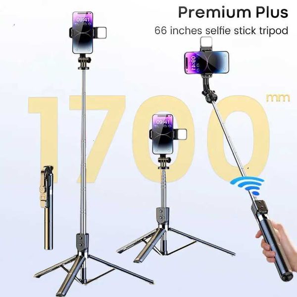 Portable 66 Inch Long Aluminum Alloy Selfie Stick Phone Tripod with Wireless Remote Shutter Compatible with All Smartphones Y240813
