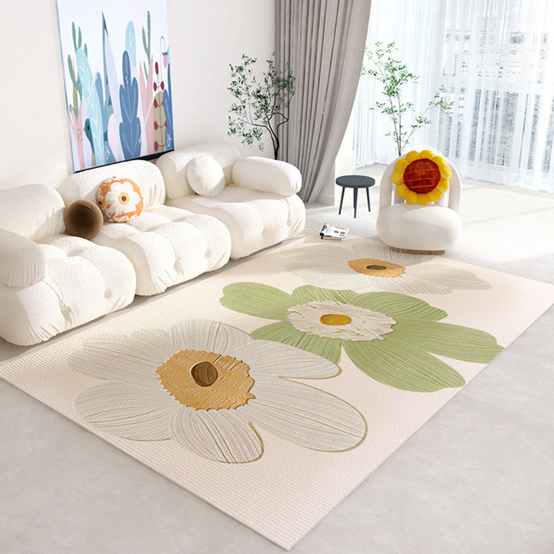 Small Fresh Living Room Carpet Coffee Table Carpet High-grade Light Luxury Home Floral Floor Mat Full-cover Bedroom Bedside Blanket