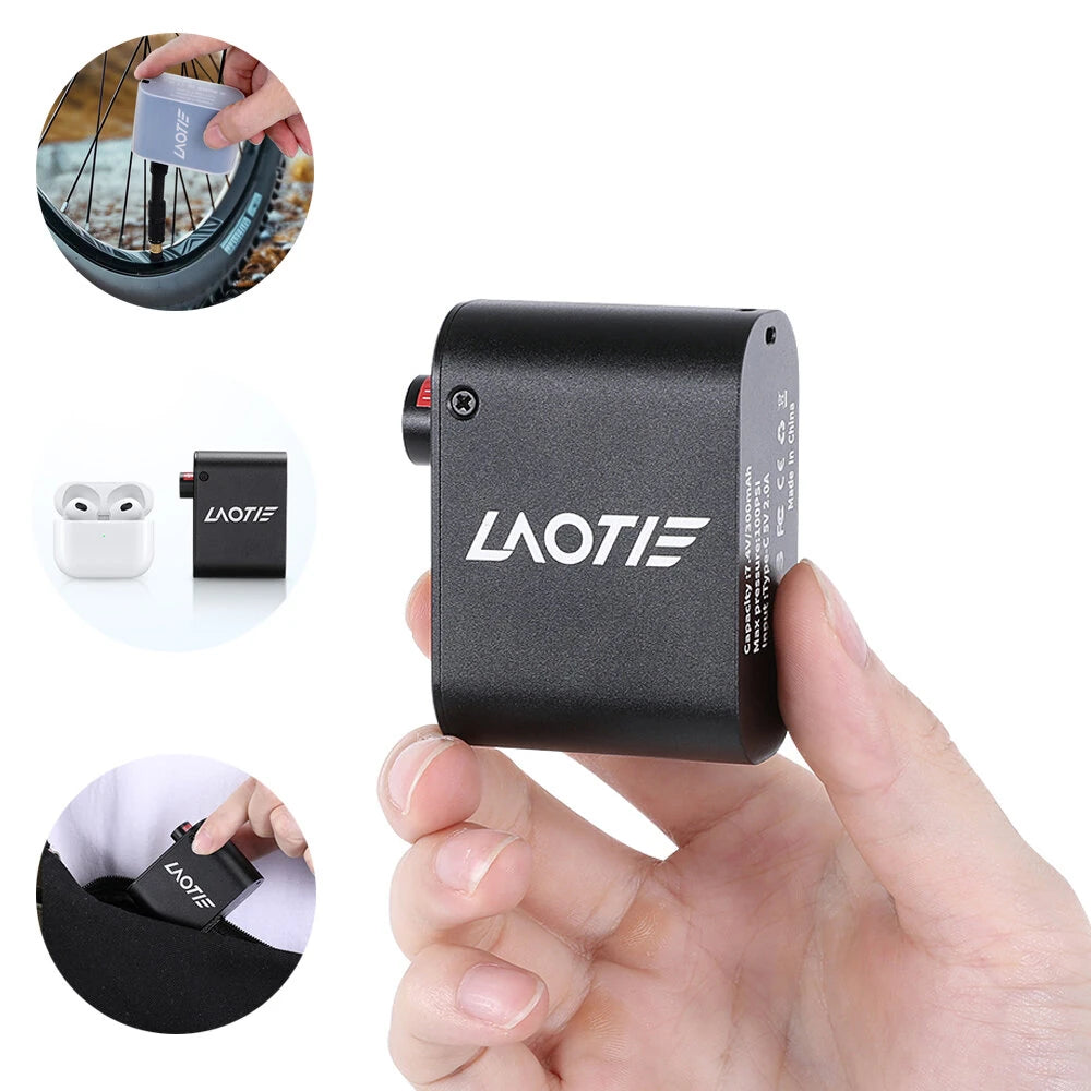 LAOTIE Z1 Mini Electric Bike-specific Air Pump 100PSI 300mAh Type-C Fast Rechargeable Portable Pocket Inflator with Sili