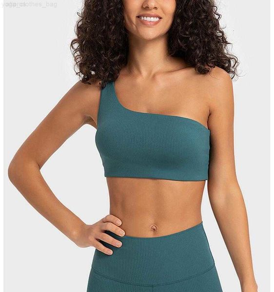 Stripped Rib Single Strap Yoga Sports Bra Droplet Hollow Back Fitness Gym Clothes Women Underwear Tanks Tops Fashion Outwear New best sell