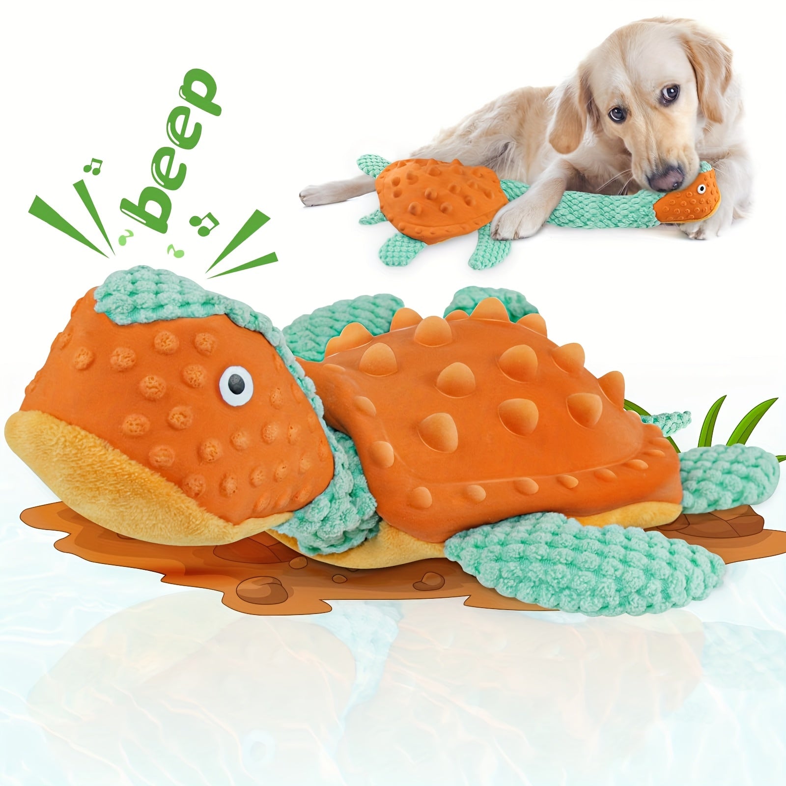 TEMU Plush Large Squeak Turtle Dog Toys - Plush Tug Stretch Of Suitable For Small-medium-large Dogs, For Teething Training