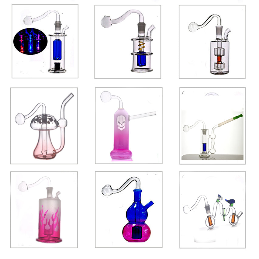 2set glass oil burner bong hookah Bubbler pipes with double matrix honeycomb perc ash catcher with 10mm male oil burner pipe smoking accessories 20s