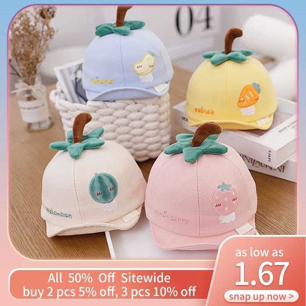 Cute Fruit Embroidered Baby Baseball Cap Outdoor Beach Infant Toddler Sun Caps Boys Girls Fashion Soft Visor Hat 48cm 6-18 Month Z250118