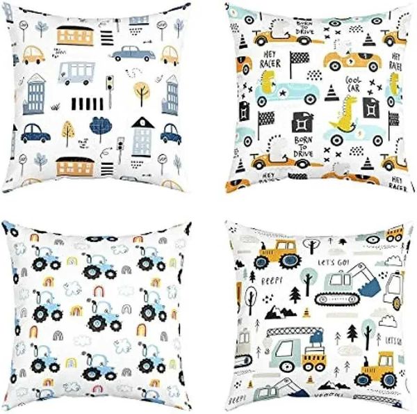 Pillow Case Vehicle white decorative case short plush square cushion cover sofa bedroom living room case decorationC241202C250212