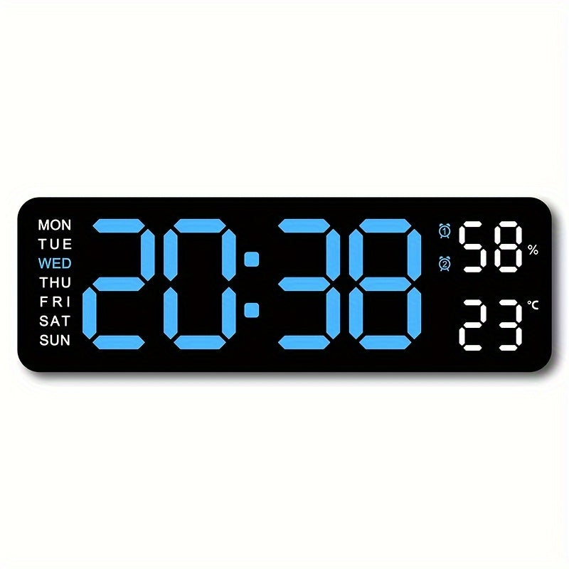 TEMU Timess Digital Wall Clock With Large Led Display Screen, Temperature And Humidity Display, Automatic Photosensitivity, Hung And On The Desktop,