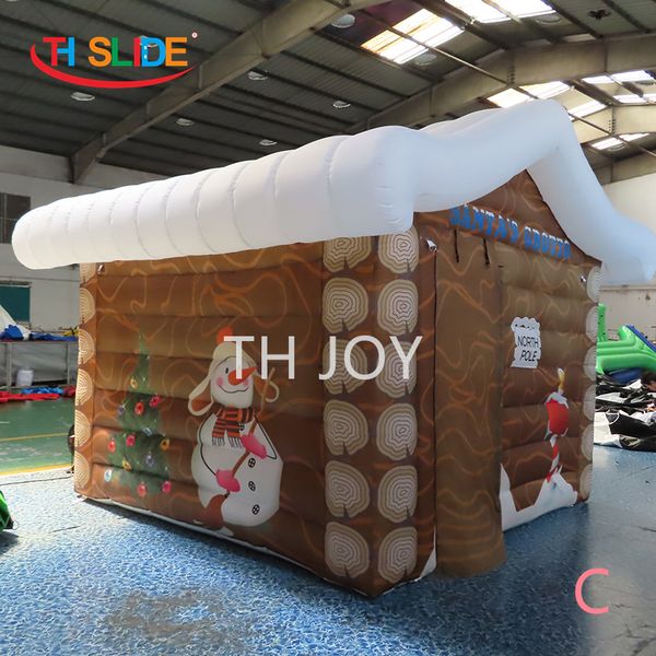 Free ship outdoor activities 4x3m Outdoor christmas Decoration Blow Up inflatable santa Claus grotto tent House for sale