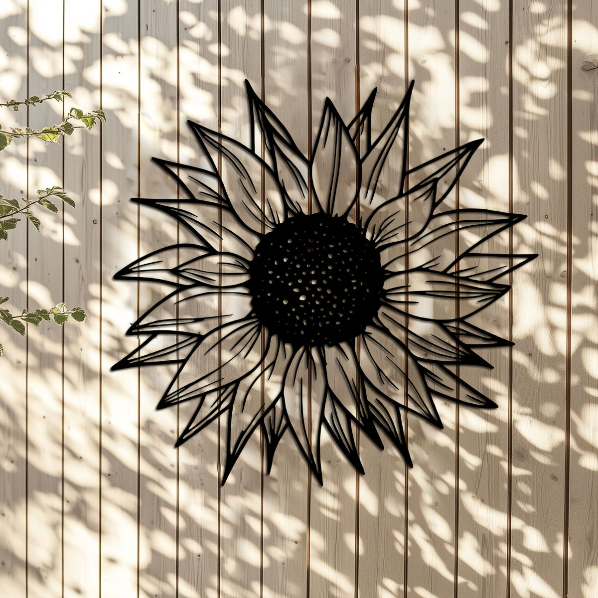 TEMU 1 Minimalist Sunflower Metal Wall Decor, 15.75x15 Inch - Elegant Black And Golden Nordic Style Sculpture For Home, Patio Or Balcony Decor -