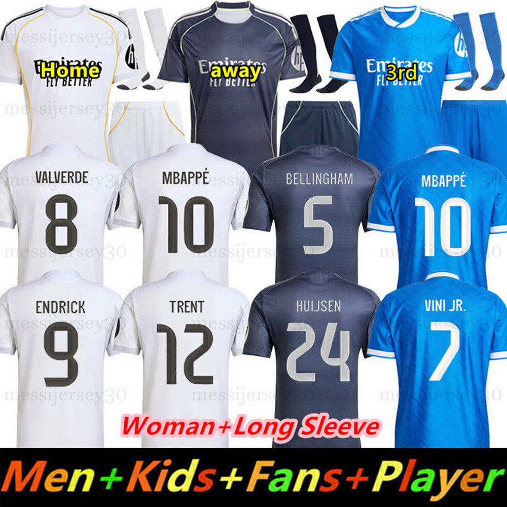 25 26 MBAPPE BELLINGHAM soccer jerseys RONALDOREAIsMADRIDs VINI JR REAL ENDRICKrealsmadridVALVERDE 2025 football shirts fans player men kids kit Cam