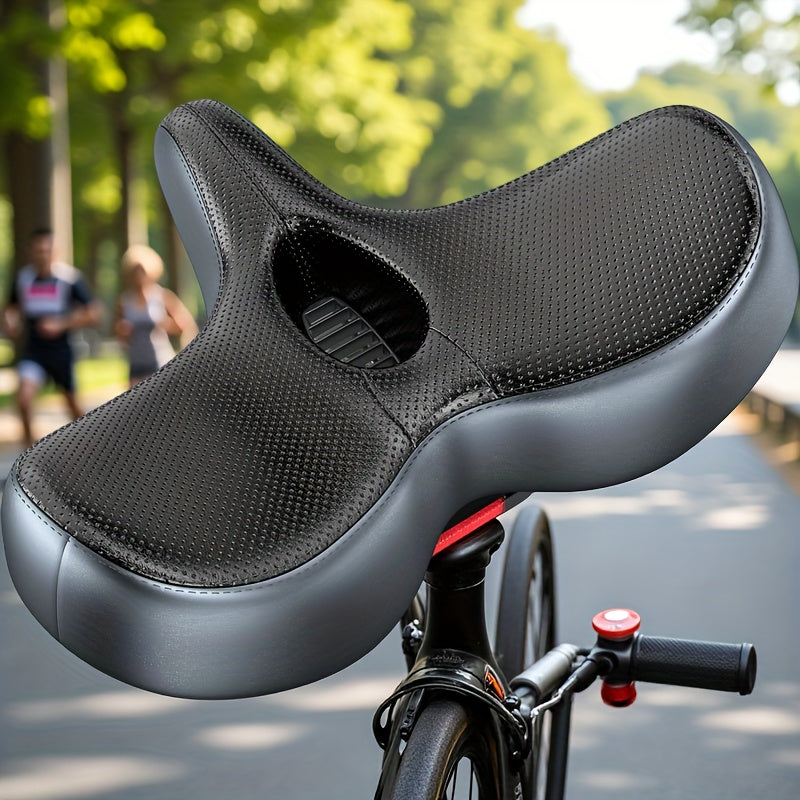 TEMU Wide Bike For , Extra-large Padded Bicycle Seat With Memory Foam, Compatible With Road Bikes, Indoor Cycles, And E-bikes