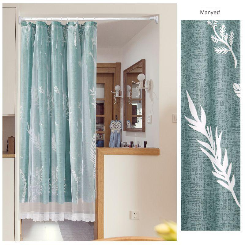 YL-36785 Punch-free installation simple curtain blackout cloth sunshade with rod small short window door curtain rental house partition curtain