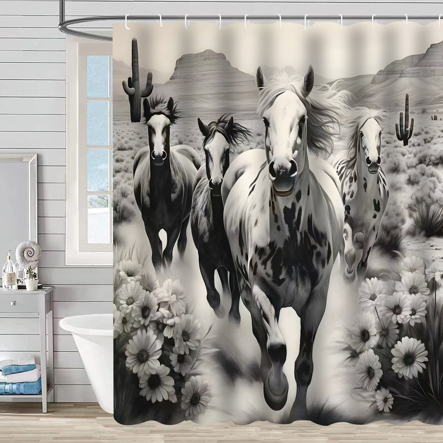 YL-37505 Hot selling digital printed shower curtain animal waterproof, mildew-proof and moisture-proof bathroom dry and wet separation curtain