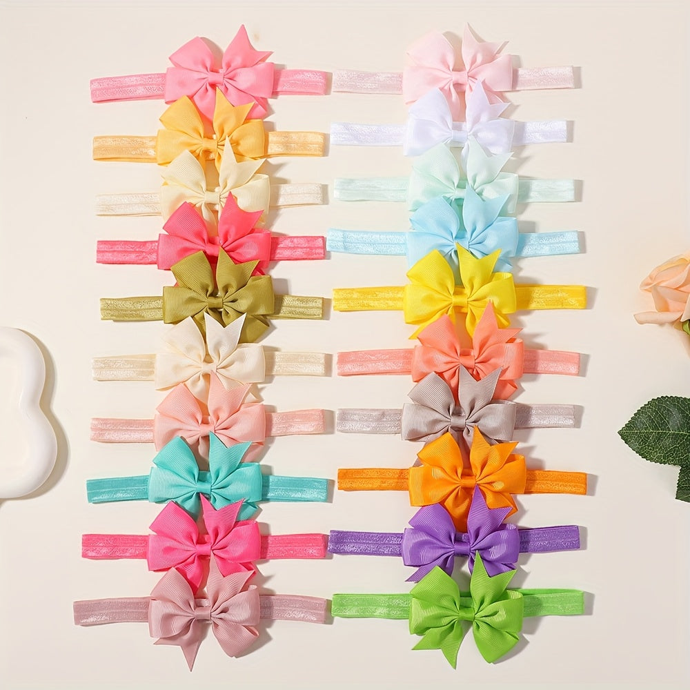 TEMU 20 Candy-colored Bow Headbands, , Fresh And Cute Hair Accessories For Girls.