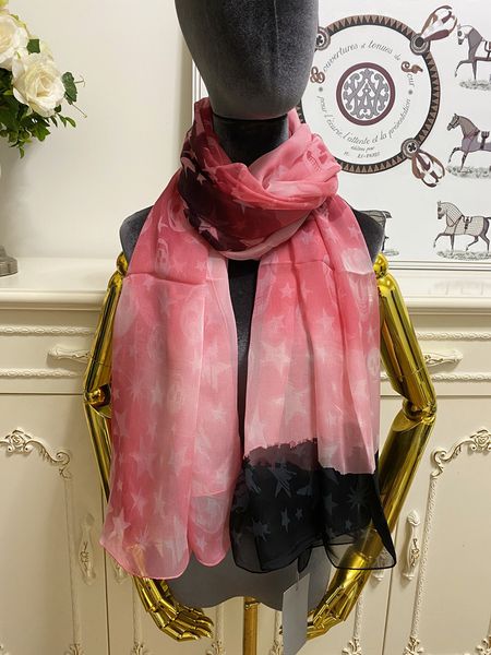 women&#039;s long scarf scarves shawl 100% silk material gradient pint pattern big size 180cm - 130cm