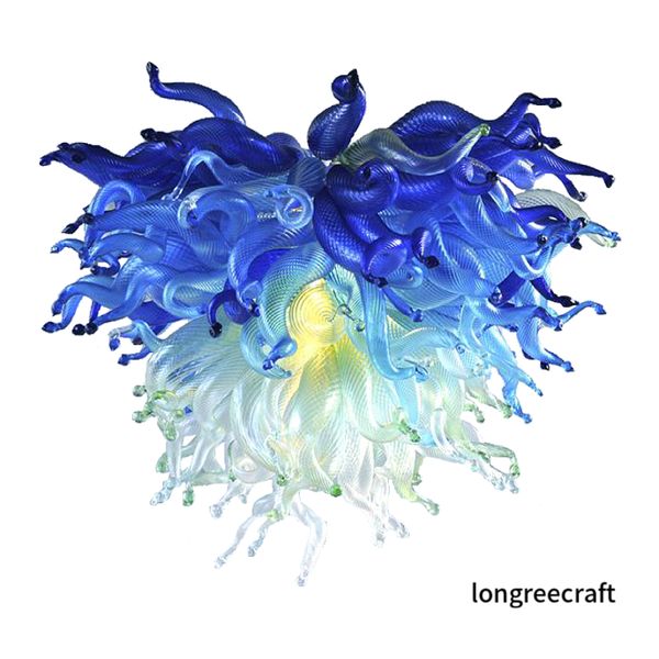 Elegant American Pendant Lamps LED Bulbs AC 110V 240V Modern Crystal Chandeliers Blue and Green Hand Blown Glass Chandelier Indoor Hanging F