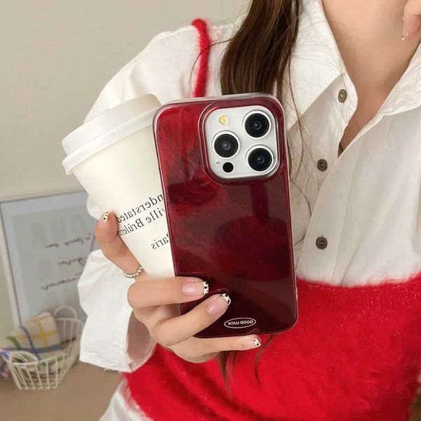 Phone case Art Simplicity Glossy Red berg Pattern Shockproof Protective Phone Cover Case for iPhone 16 15 14 13 12 Pro Max Z241102