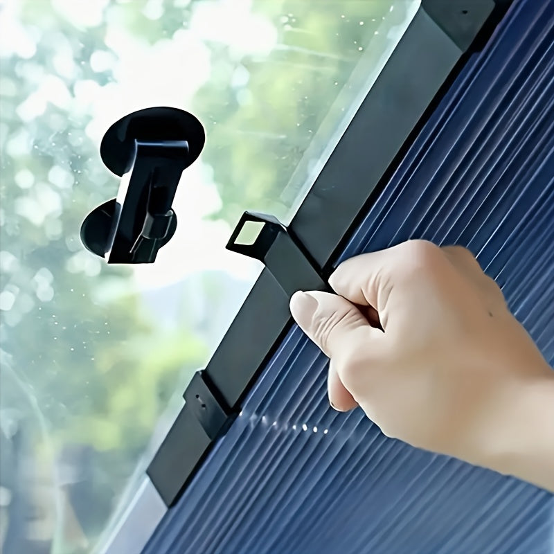 TEMU 1pc Automatic Retractable Car Sunshade - Uv Resistant, Heat-insulating Blackout Curtain For Front Window, -on Installation, Aluminum Material,