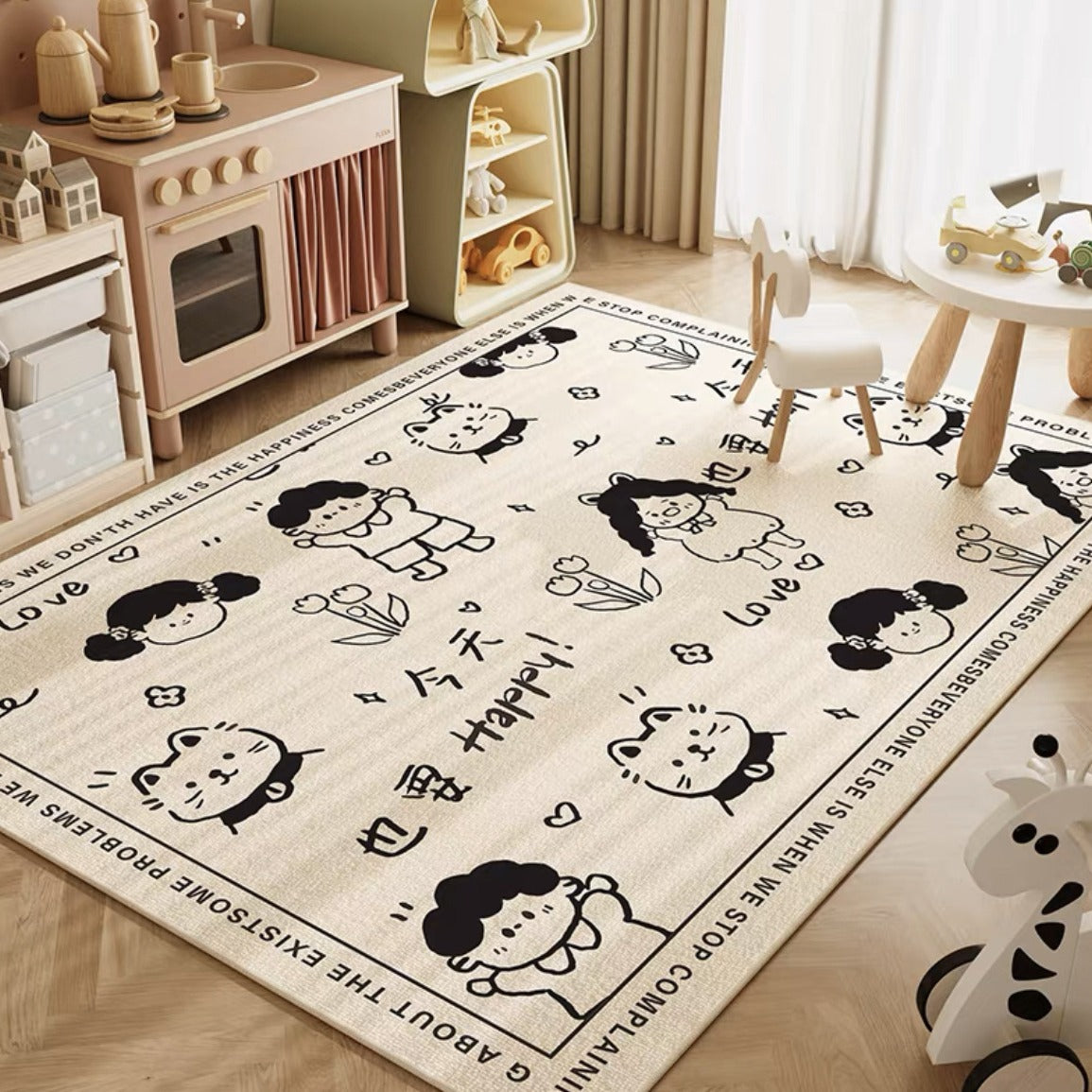 Cartoon living room carpet floor mats absorbent foot mats home bedroom non-slip crawling mats