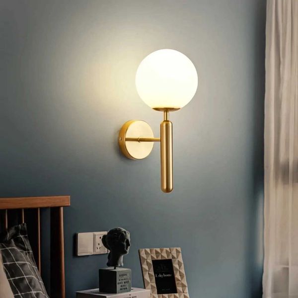 Nordic modern wall lamp Sconce Side bedroom bathroom mirror staircase light ball Luminaira indoor lighting with E27 base B240808