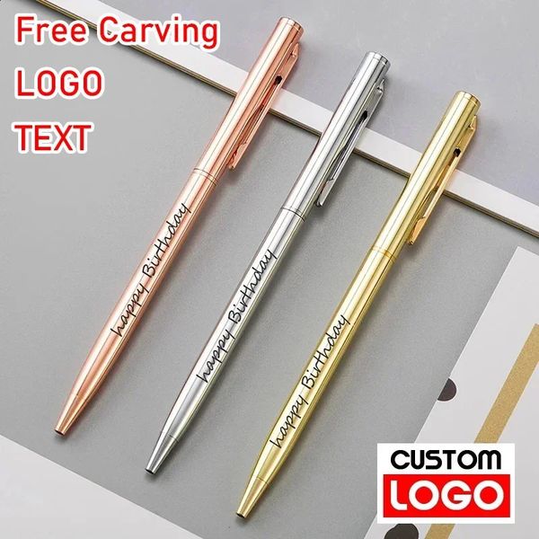 20200 Pens Metal Ballpoint Rose Gold Free Custom Advertising Lettering Engraved Name School Office Supplies Gifts 241223